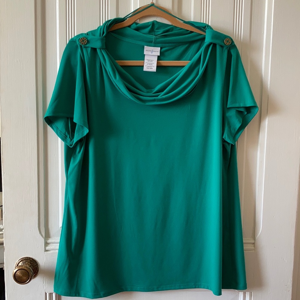 This item is no longer available. JACKYN SMITH | Turquoise Short Sleeve Blouse